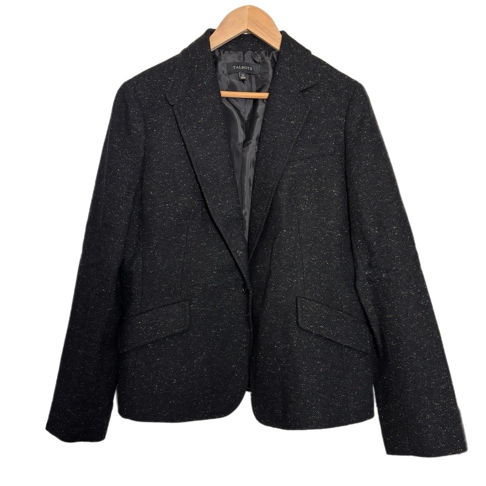 Talbots black wool blend speckled blazer